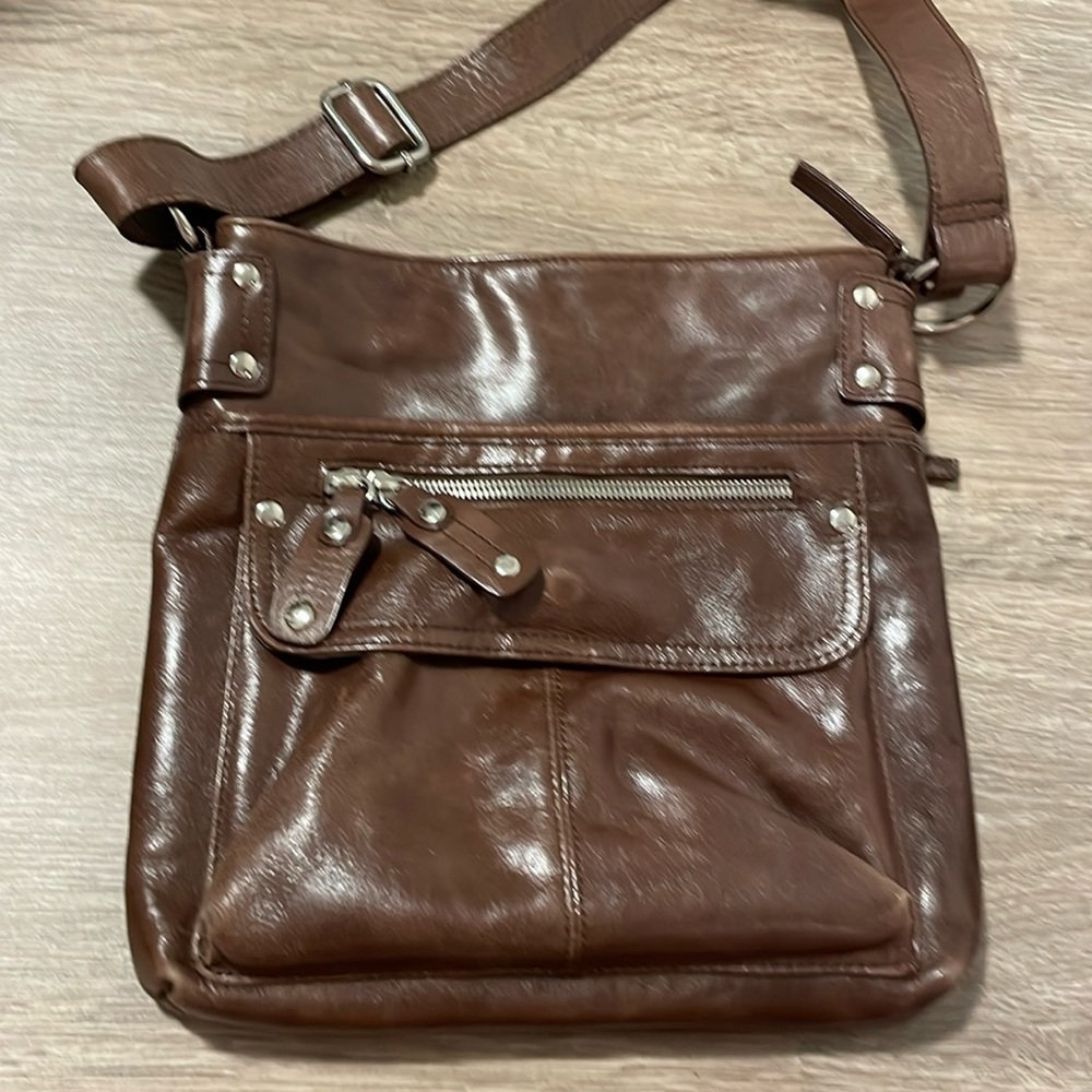 Danier Brown leather cross body purse